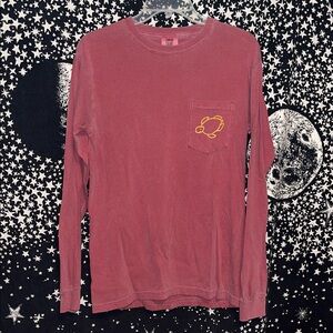 Long Sleeve Pocket Tee with Yellow Turtle Pocket Logo - Dusty Rose